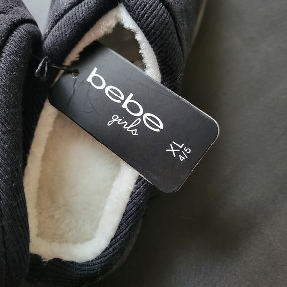 Bebe Girls Black Slip On Slippers - Size XL (4/5) - NWT - Picture 5 of 7